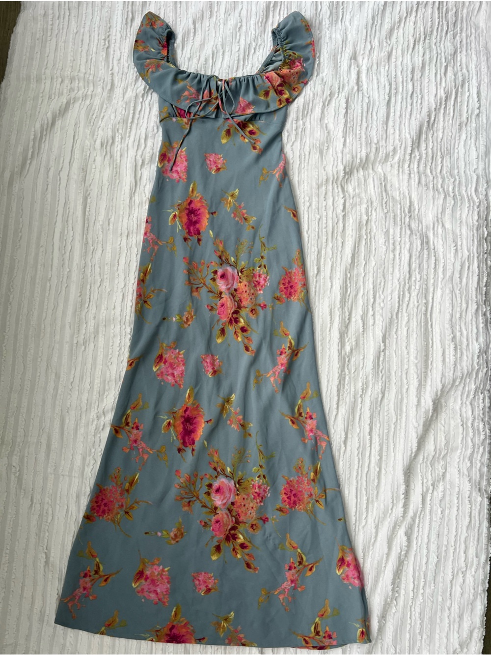 wild fable Blue Maxi Dress with Pink Floral Print